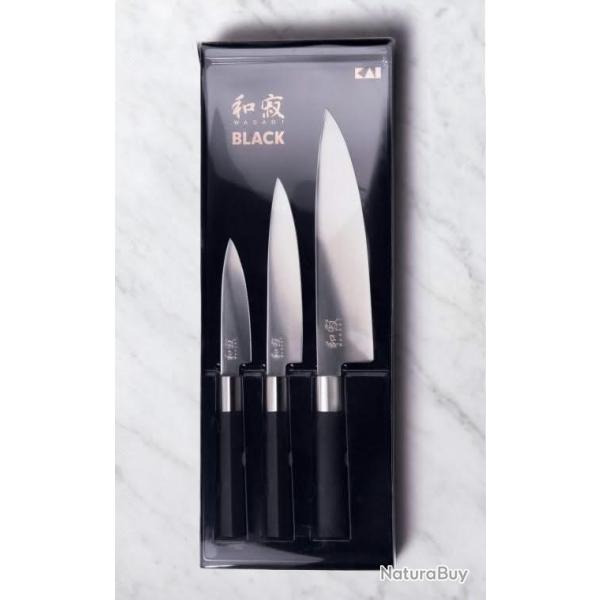 Kai 67S300 Wasabi Black Coffret 3 Couteaux : Office , universel et chef