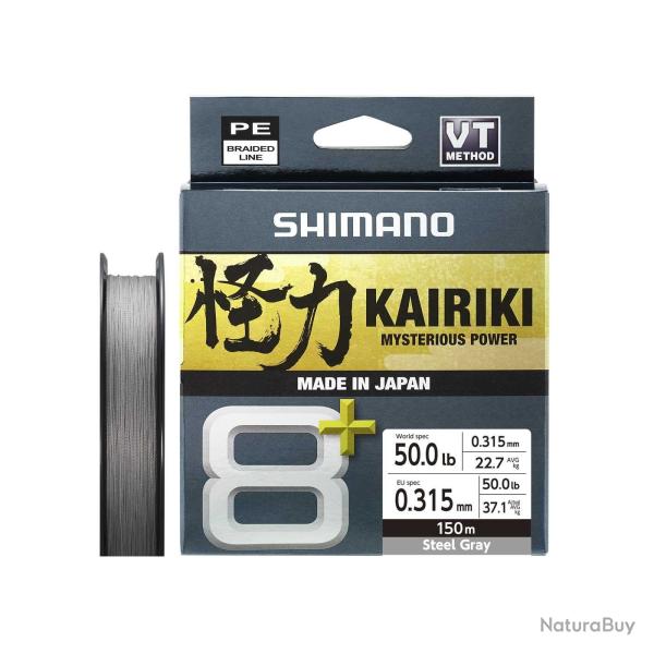 Tresse Shimano Kairiki 8 Plus 150m Grey 16kg 0,20mm 150m Gris