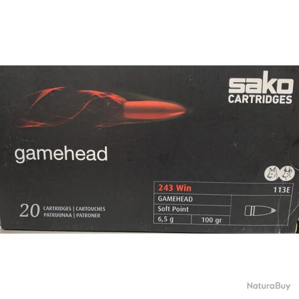 Cartouches SAKO GAMEHEAD 243 Win. Soft Point 100grs 113E - Boite de 20 unit�s