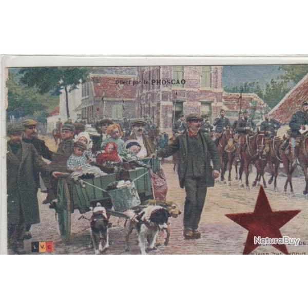 CPA-l'exode.attelage chiens.war.the exodus-N�680