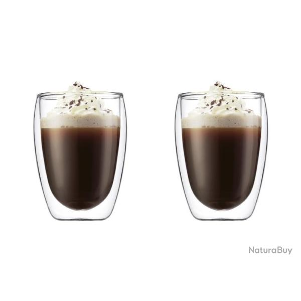 BEL2198 SET DE 2 VERRES 35CL BODUM "PAVINA" DOUBLE PAROI MAINTIENT CHAUD OU FROID NEUF
