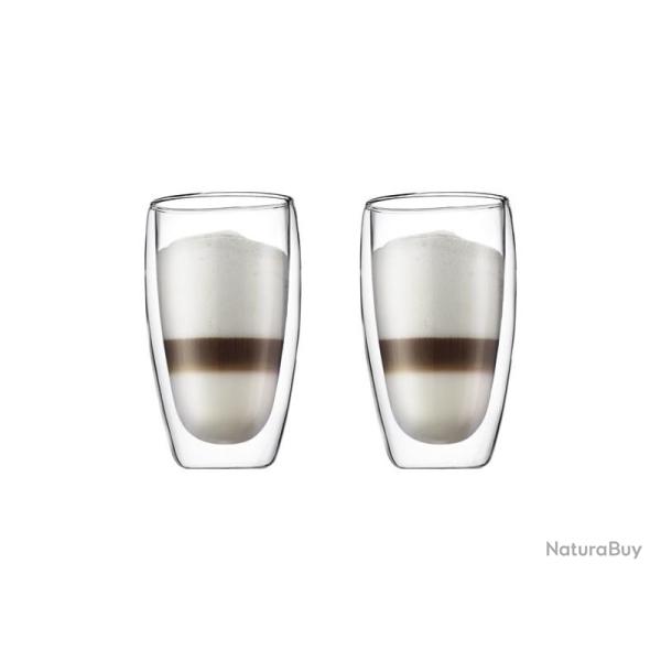 BEL2199 SET DE 2 VERRES 45CL BODUM "PAVINA" DOUBLE PAROI MAINTIENT AU CHAUD OU AU FROID NEUF
