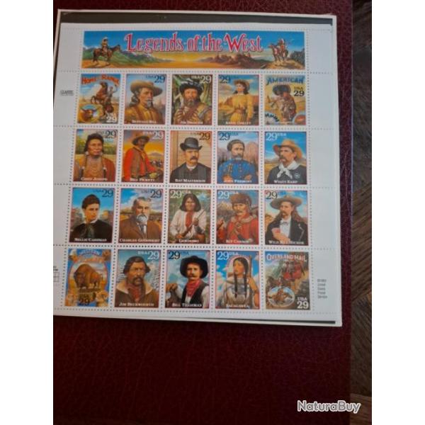 Livre US Postal LEGENDS OF THE WEST COLLECTION OF US COMMMORATIVE STAMPS en anglais