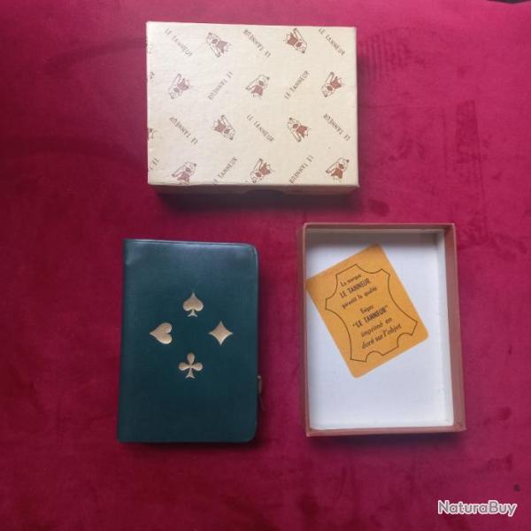 jeux de carte / �tui en vinyle vert le tanneur date des ann�es 1920- 1930.