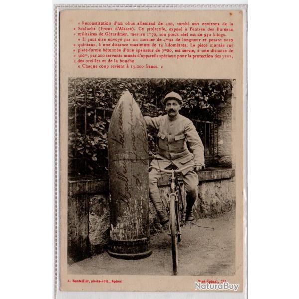 CPA - Reconstitution d'un obus allemand de 420 tomb� aux environs de la Schlucht -N�0040