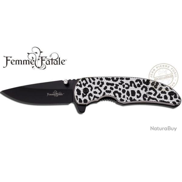 Femme Fatale - Couteau l�opard noir et argent