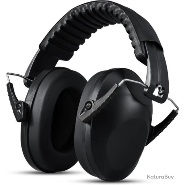 Casque antibruit noir 27dB, Pliable R�glable Confortable, pour Milieu Bruyant ou Stressant