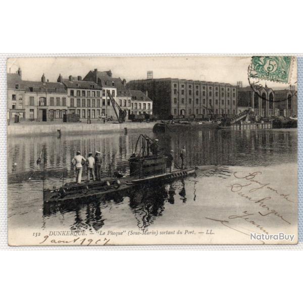 CPA - Marine de Guerre - Sous - Marin " Le Phoque " sortant du Port N�0037