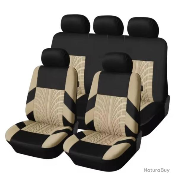 Ensemble Complet Housses de Si�ge de Voiture 5 Places Universel lavable Beige