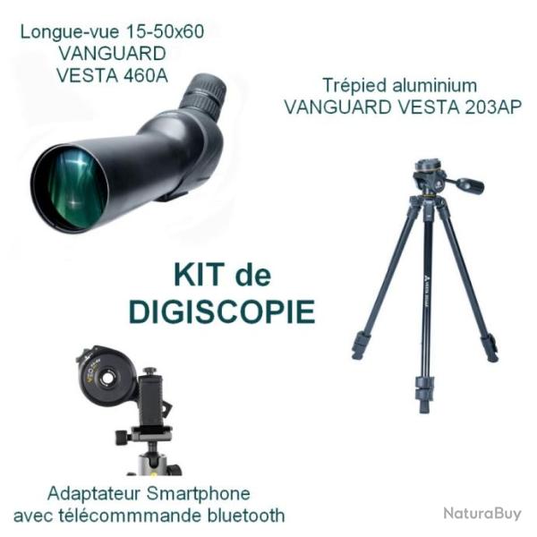 Kit longue vue 15-50x60 VESTA 460A et tr�pied VESTA 203AP et adaptateur smartphone bluetooth