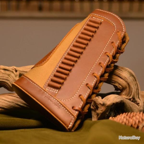 Porte-munitions en cuir r�glable en toile Kaki .22LR .17HMR