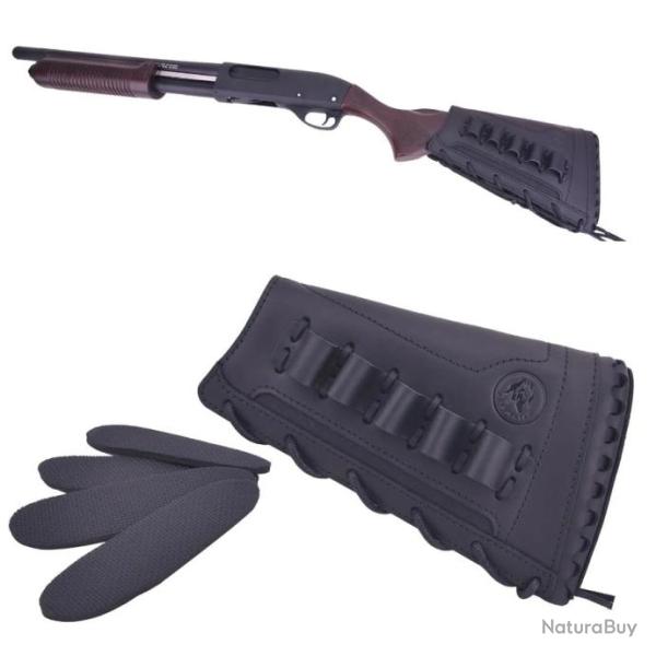 Support de crosse de fusil en cuir fait � la main-*Lefty Black 16GA-*LIVRAISON GRATUITE !!