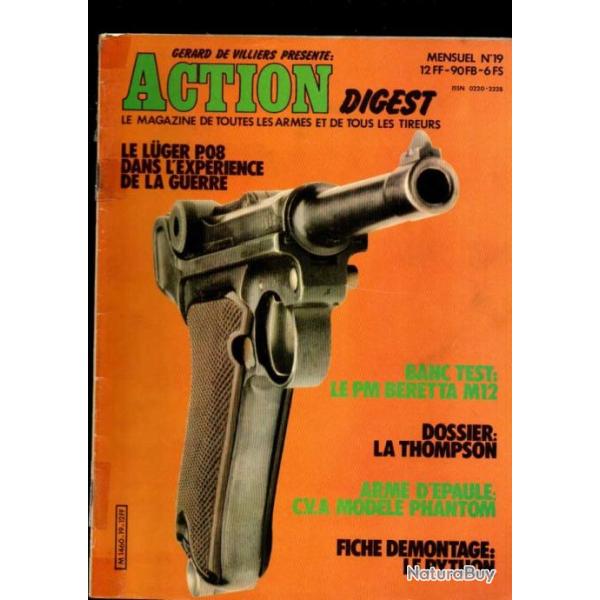 action digest 19, luger p 08, pm beretta m 12, aventure du pm thompson, prohibition, lebel 1886/93