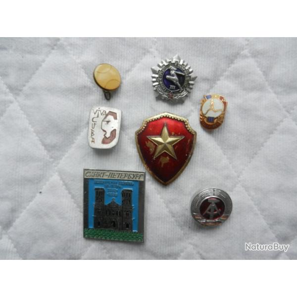 lot de 7 anciennes �pinglettes diverses dont 5 russes