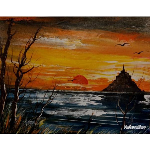 Tableau peinture huile sur toile marouflee sur bois