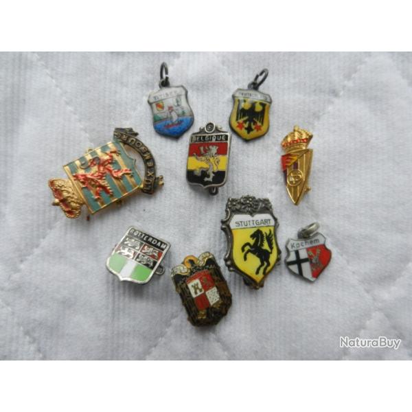 lot de 9 insignes �cus �pinglettes de villes �trang�res dont 5 allemandes