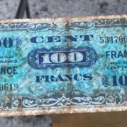 Billet d&acute;invasion US 1944 : 100 Francs (original) dat&eacute; 1944 ww2 USA