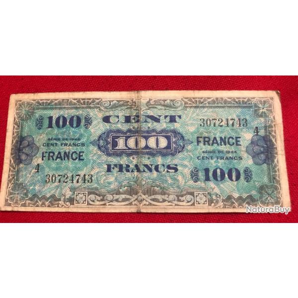 Billet d�invasion US 1944 : 100 Francs (original) dat� 1944 ww2 USA