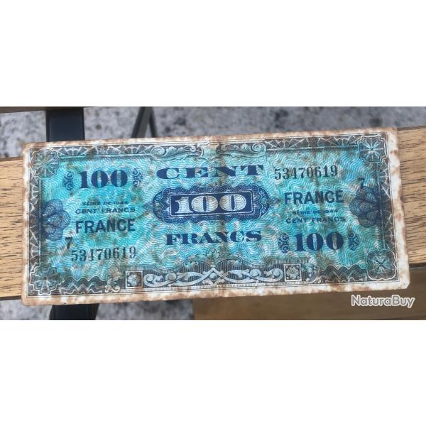 Billet d�invasion US 1944 : 100 Francs (original) dat� 1944 ww2 USA