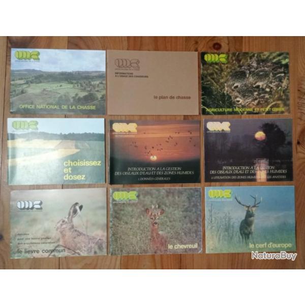 9 brochures techniques office national de la chasse ann�es 1980