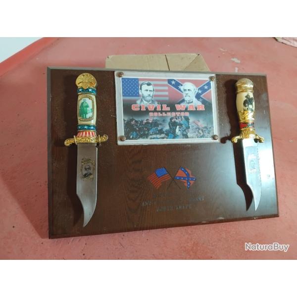 Couteaux, plaque comm�morative guerre de s�c�ssion, d�co