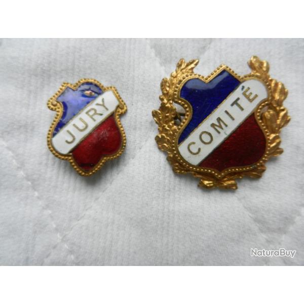 lot de 2 insignes tricolores Comit� Jury