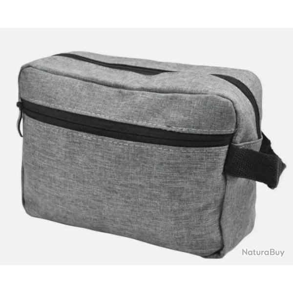 Trousse de Toilette Compacte et Imperm�able - Tissu Oxford R�sistant - Gris �l�gant Unisexe