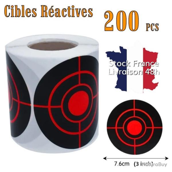 Rouleau 200 cibles r�actives autocollante - Cible rouge - Envoi rapide depuis la France