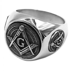 Bague Ma&ccedil;onnique &Eacute;querre et Compas Taille France 67 / Taille US 12