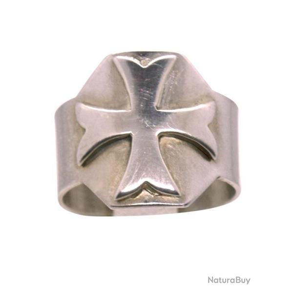 Chevali�re ajustable en argent massif croix pat�e