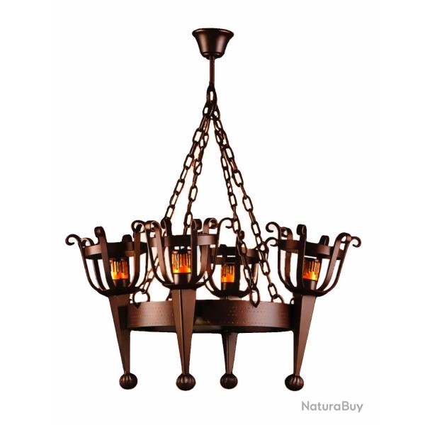 Lustre medieval fer forg� Lustre 4 Ampoules