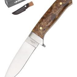 Couteau de Chasse en Bois de Loupe - Lame 420 Inox