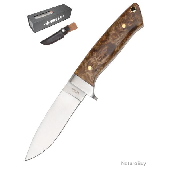 Couteau de Chasse en Bois de Loupe - Lame 420 Inox