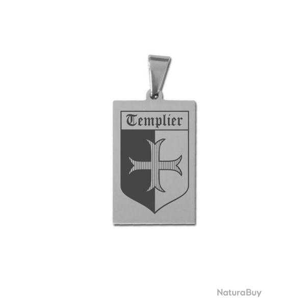 Pendentif en inox � Blason templier �