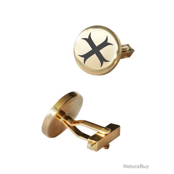 Boutons de manchette dors Croix des templiers