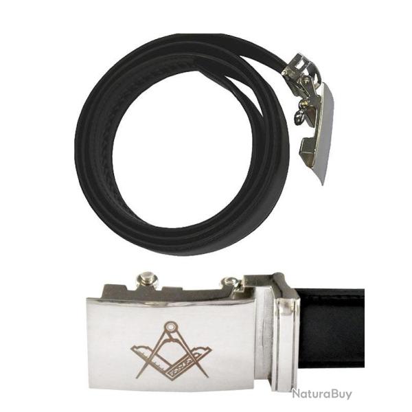 Ceinture noire en cuir �querre compas