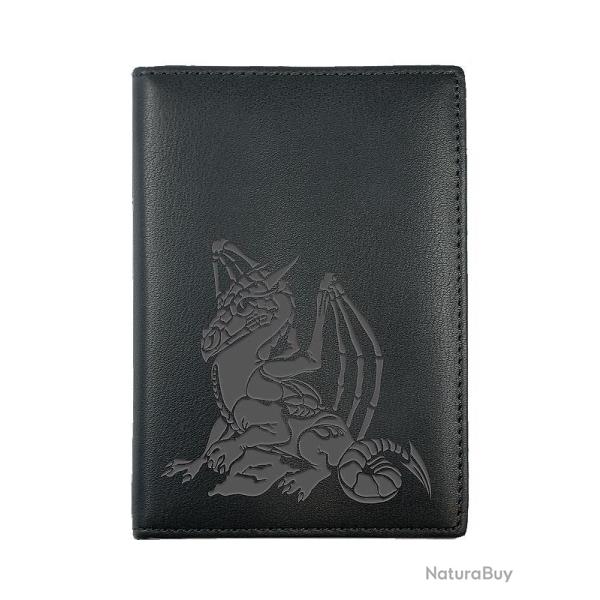 Porte-papiers en cuir noir � Dragon Squelette �