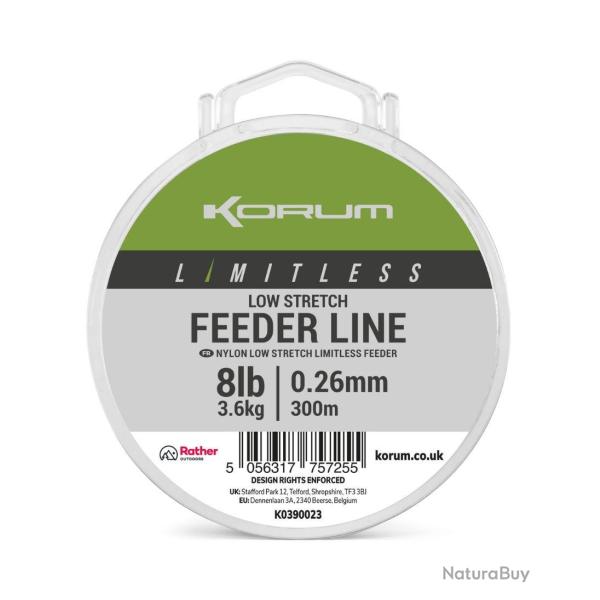 KORUM FIL DE P�CHE LIMITLESS LOW STRETCH FEEDER LINE 300M KORUM 0,26mm 300m