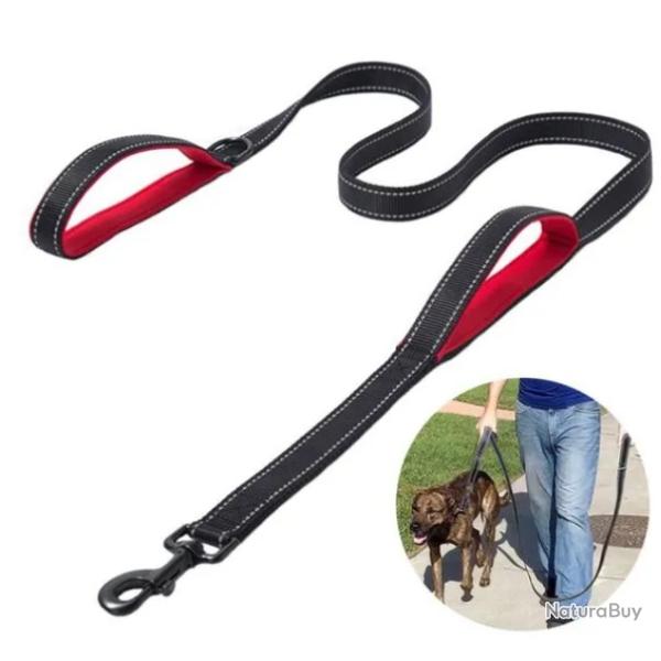 Laisse en Nylon Solide pour Gros Chiens 1,8m Poign�e Rembourr�e Douce et Fils R�fl�chissants Noir