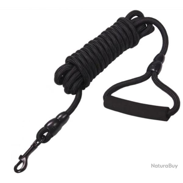Laisse de Dressage Chiens 5m Poign�e Rembourr�e Corde Solide Petits � Grands chien Noir