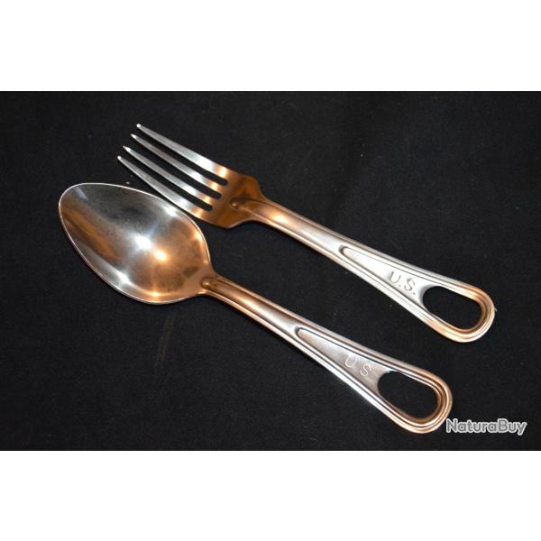 EQUIPEMENT US SOLDAT AMERICAIN 2� GUERRE-COUVERTS CUILLERE & FOURCHETTE-LIBERATION 2� WW