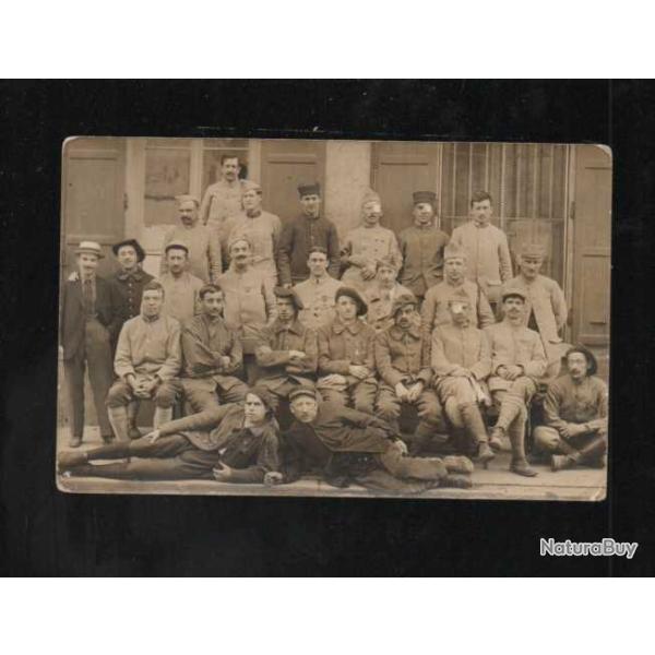 photo de groupe diff�rentes unit�s , chasseurs alpins, zouaves infanterie carte photo