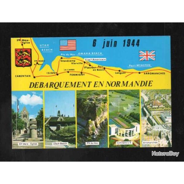 6 juin 1944 d�barquement en normandie multi-sites sur carte postale grand format