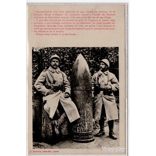 CPA - Reconstitution d'un obus allemand de 420 tomb� aux environs de la Schlucht N�0038