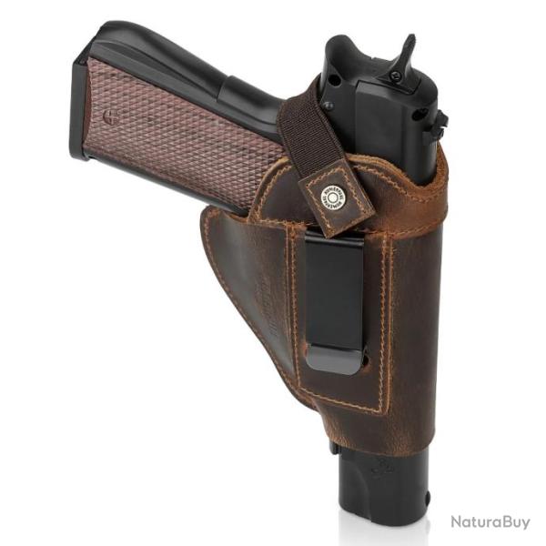 Holster de ceinture universel en cuir marron caf� - LIVRAISON GRATUITE