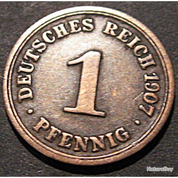 Allemagne rare   piece de 1 deutches reich 1907 cuivre  TTB