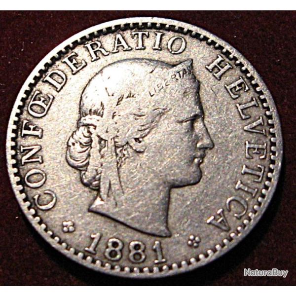 SUISSE  piece de  20 RAPPEN 1881  TTB+