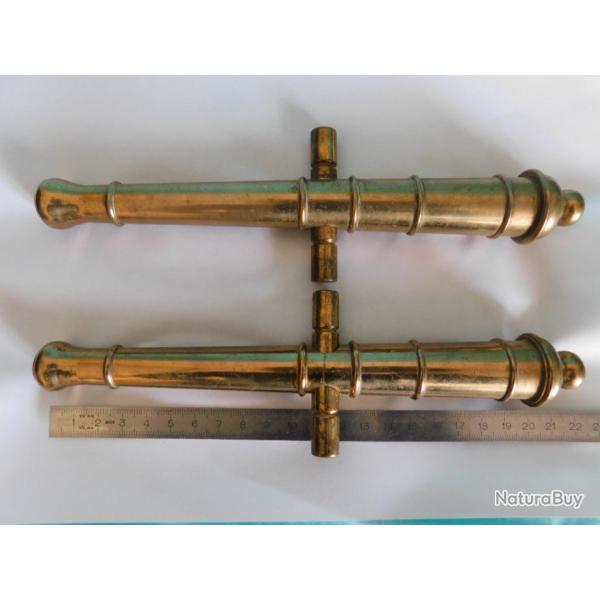 2 PETITS CANONS FACTICES EN BRONZE / STYLE 1er EMPIRE / PIECES DE MAITRISE