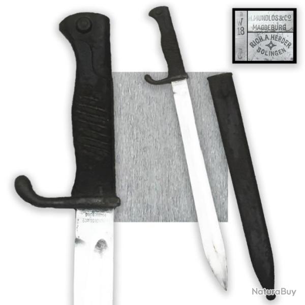RARISSIME & SUPERBE GLAIVE / BAIONNETTE G98 IMPRIALE PRUSSIENNE RICH A HERDER WW1 ORIGINAL #55