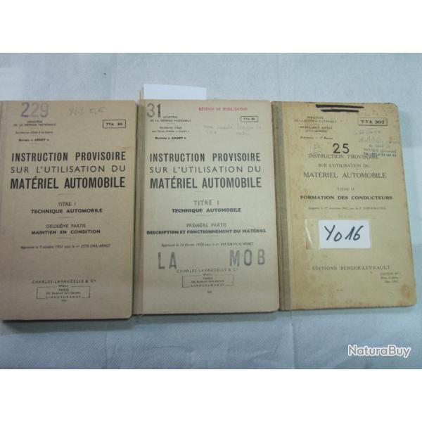 LOT DE TROIS TTA N�301/302/303 SUR LA TECHNIQUE AUTOMOBILE ET FORMATION - Y016